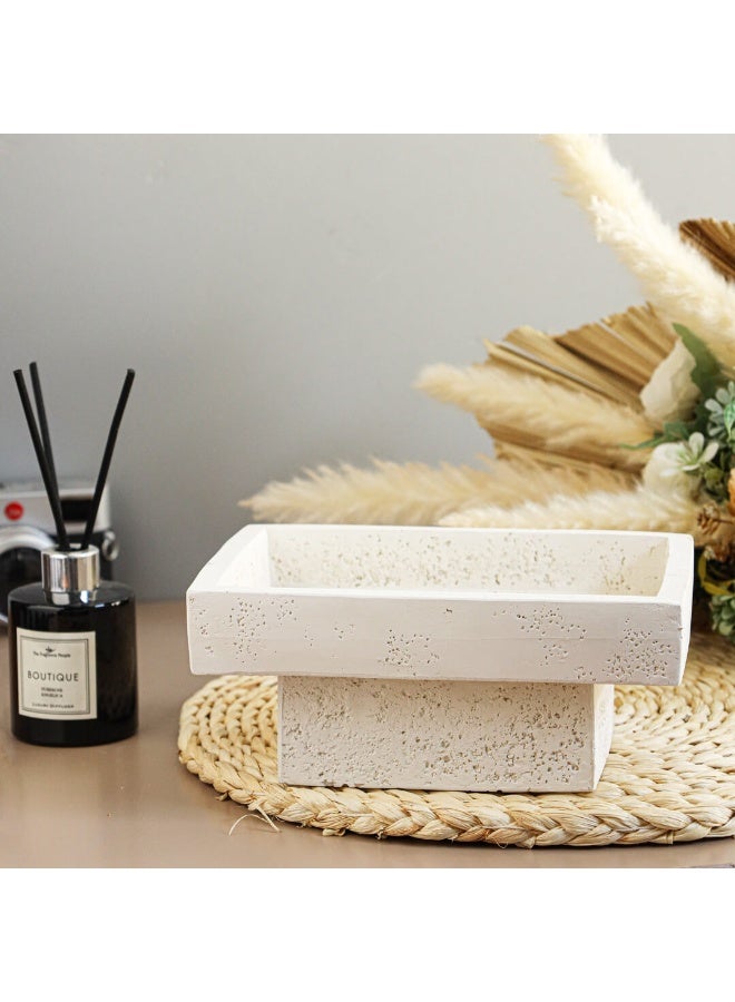 Si Bonne Natural Travertine Stone Elevated Bathtub Tray with Pedestal Base – Luxury Bathroom Organizer for Candles, Skincare, Towels and Spa Accessories - Image 2